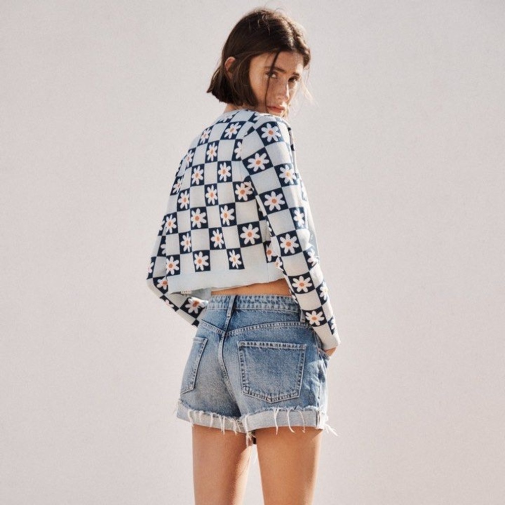 Zara Floral Jacquard Knit Cardigan S - Picture 2 of 6